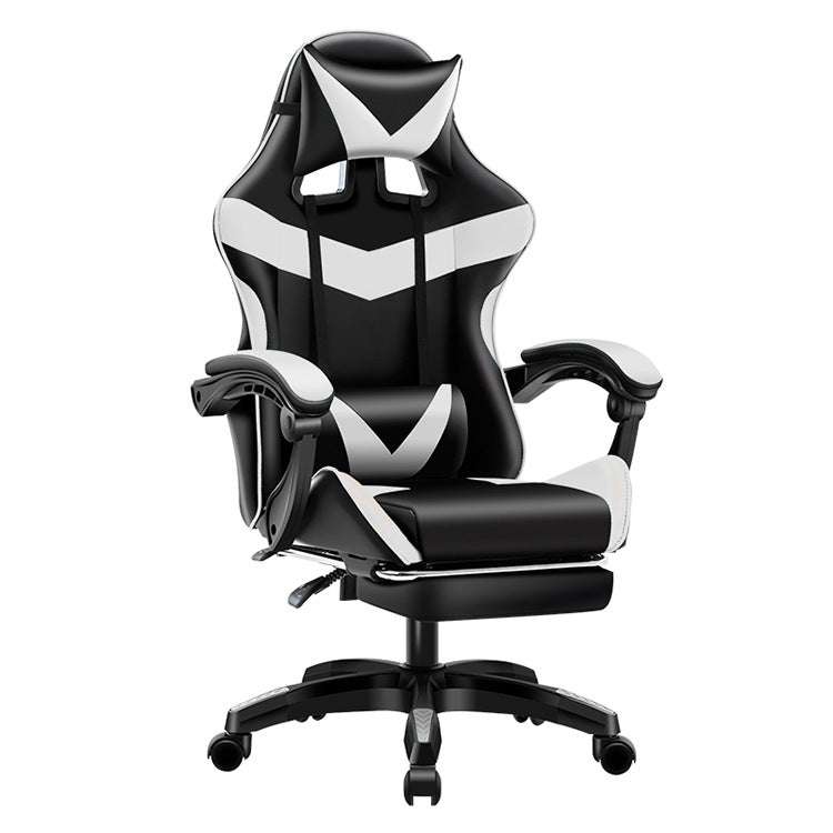 Gaming Stuhl schwarzer und roter Lederstuhl mit Fußstütze und neigbarem Rückenlehne