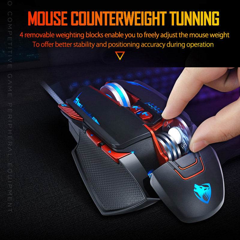 Thunder Wolf V9 Gaming-Maus mit Kabel, 6 Tasten und 2500 DPI für Desktop-Gaming