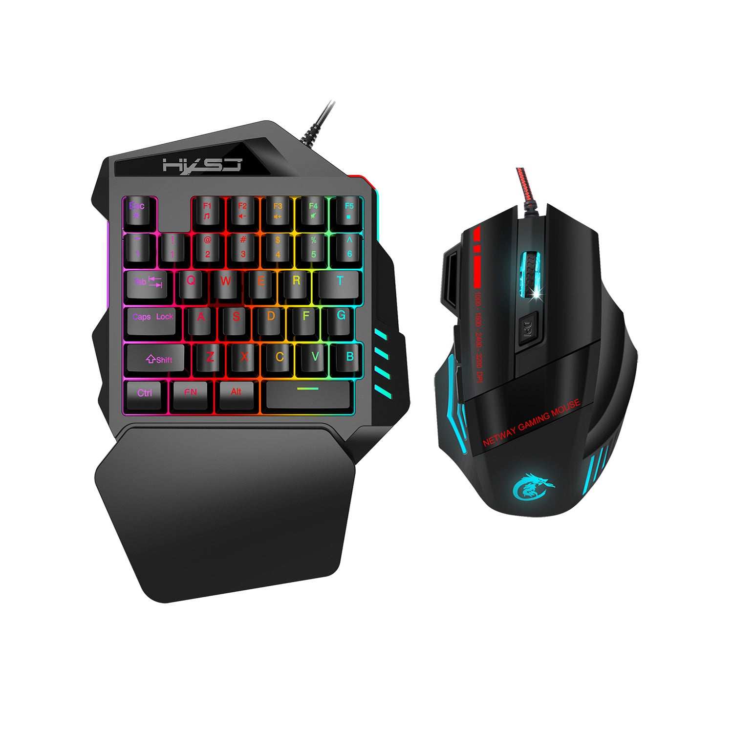 Bunte einhändige Gaming Tastatur mit Hintergrundbeleuchtung und wasserdichtem design