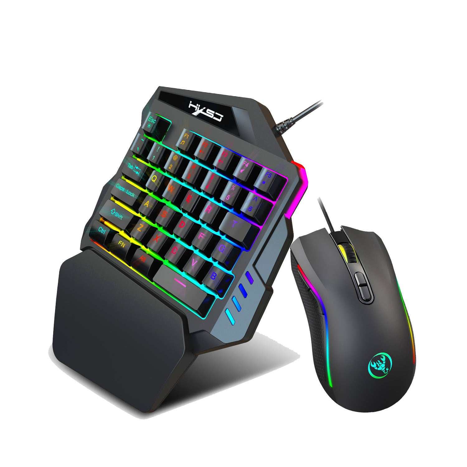 Bunte einhändige Gaming Tastatur mit Hintergrundbeleuchtung und wasserdichtem Design