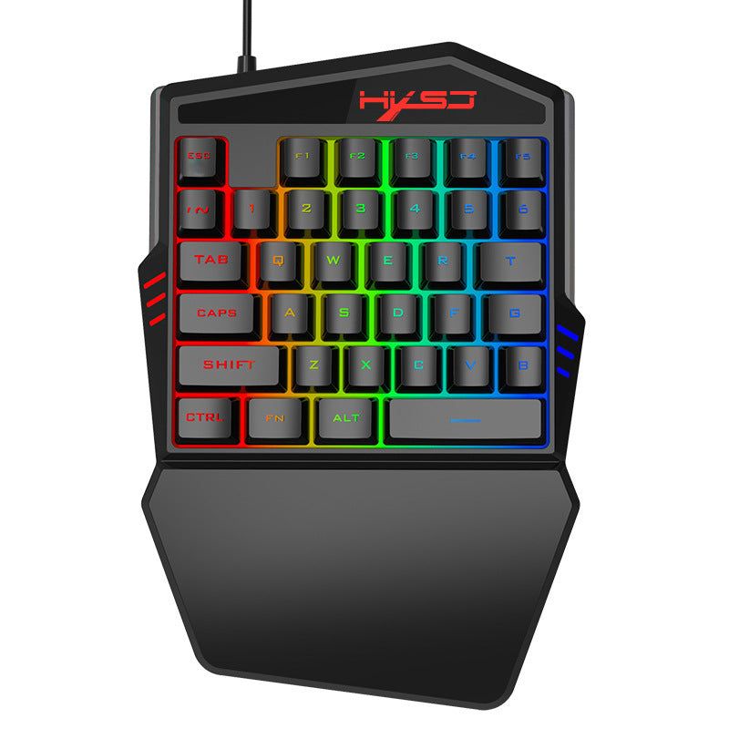 Farbenfrohe einhändige Gaming Tastatur mit Hintergrundbeleuchtung und wasserdichtem Design
