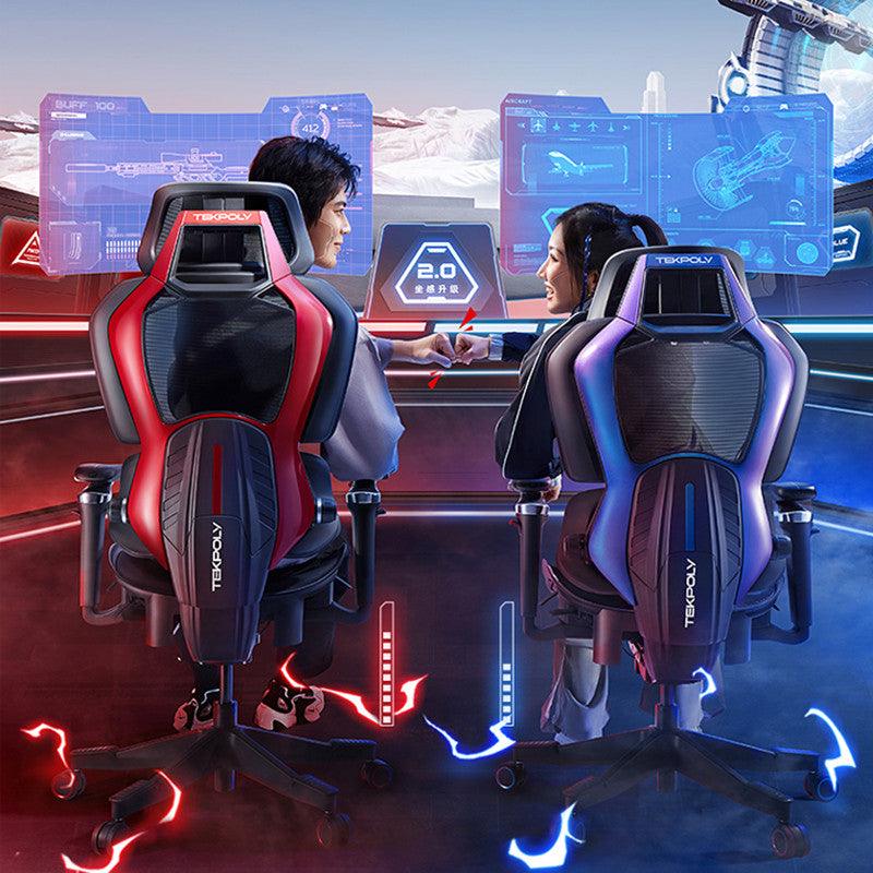 Ergonomischer Gaming Stuhl mit verstellbarer Rückenlehne und Netzstoffbezug