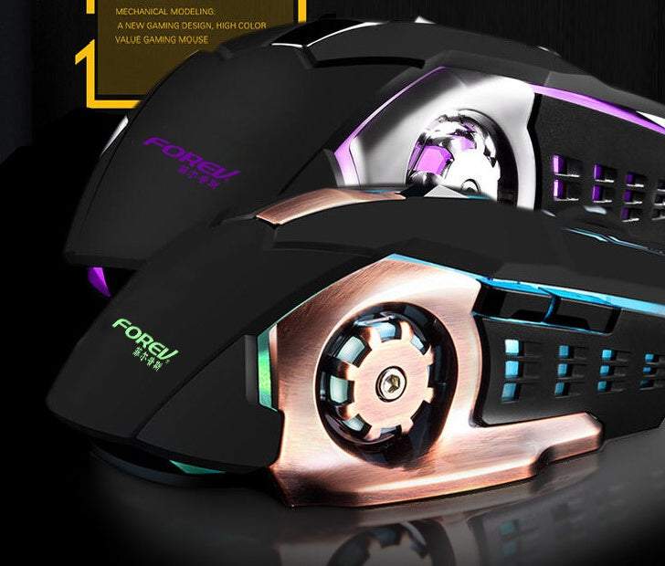 Mechanische kabelgebundene Gaming-Maus FV-502 mit 7-Farben-LED-Beleuchtung und 6 Tasten
