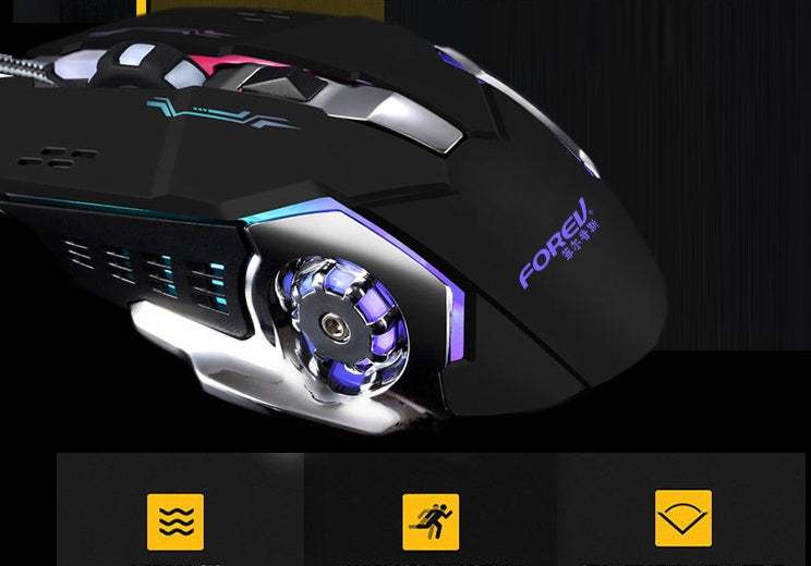 Mechanische kabelgebundene Gaming-Maus mit 7-Farb-LED-Beleuchtung und ergonomischem Design