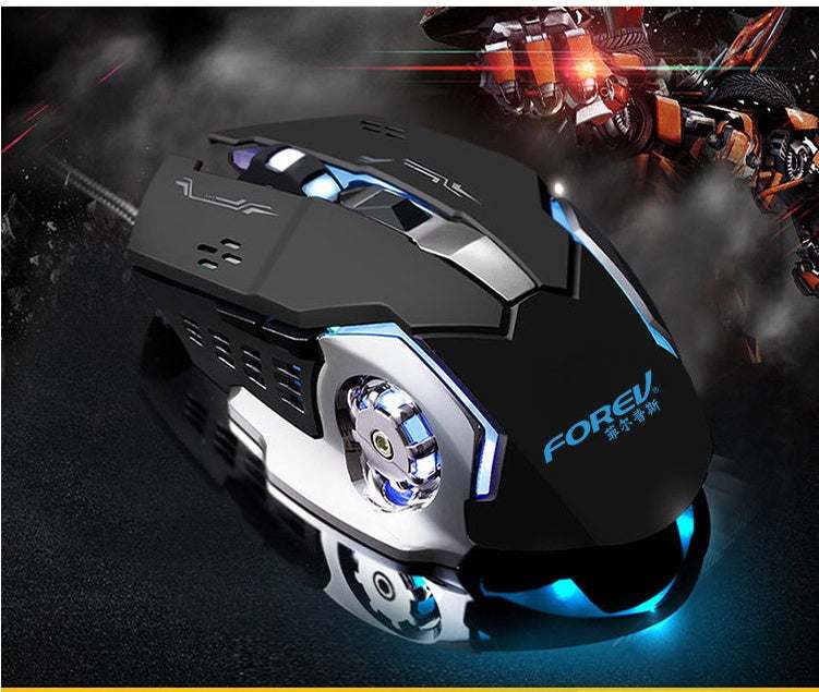 Mechanische kabelgebundene Gaming-Maus FV-502 mit 6 Tasten und 7-Farb-LED-Beleuchtung