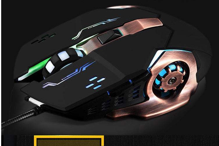 Mechanische kabelgebundene Gaming-Maus FV-502 mit 7-Farben-Beleuchtung und USB-Anschluss