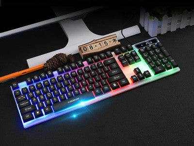 Bunt beleuchtete Gaming-Tastatur mit USB-Kabel und mehrfarbiger Hintergrundbeleuchtung