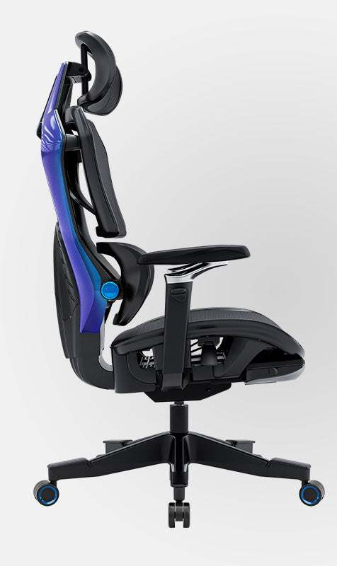 Ergonomischer Gaming Stuhl mit verstellbarer Rückenlehne und Lendenstütze in Mesh-Material